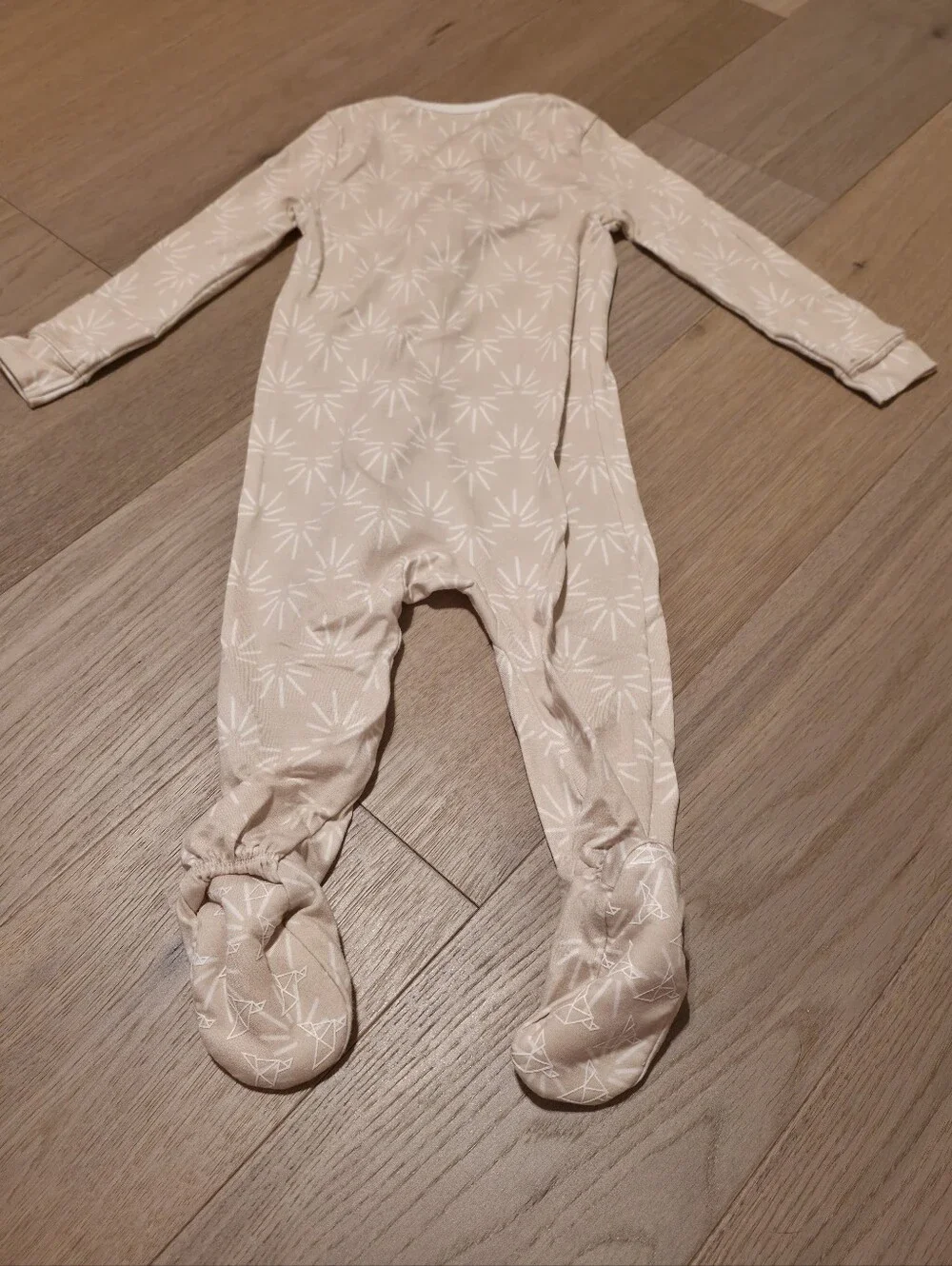 Soft Cream Star-Print Footed One-Piece Pajama for Kids